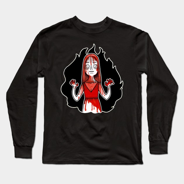 Carrie Illustration Long Sleeve T-Shirt by SarahJoncas